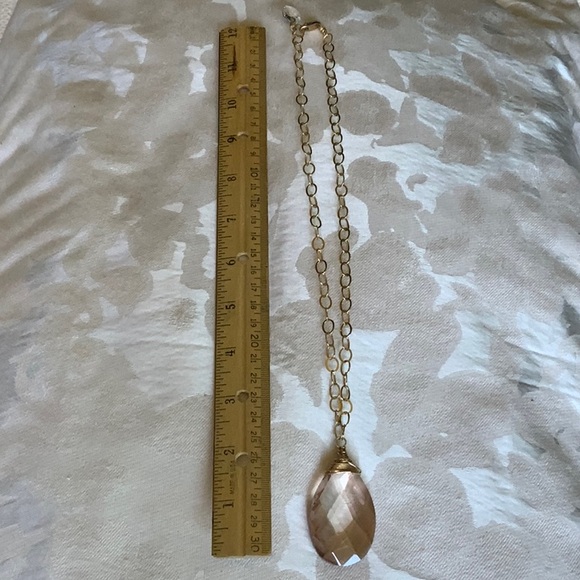 Smokey Pink Faceted Teardrop Jewel Attached to a 21” Gold Chain - Picture 5 of 6